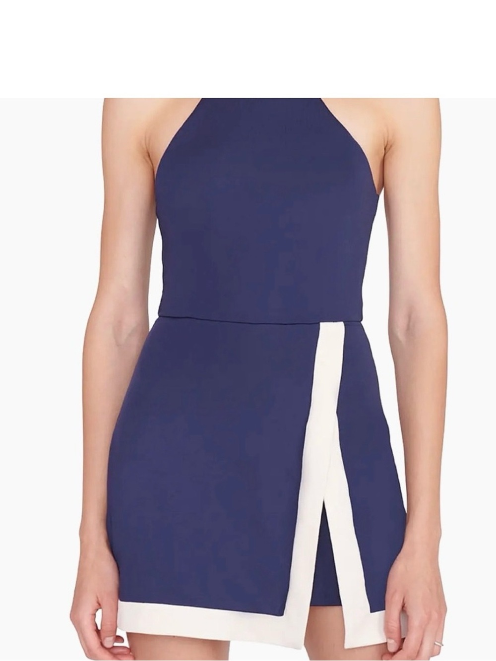 NWT Size L STAUD Court‎ Top Spin Mini Dress, Navy with White Trim * Slight Flaw
